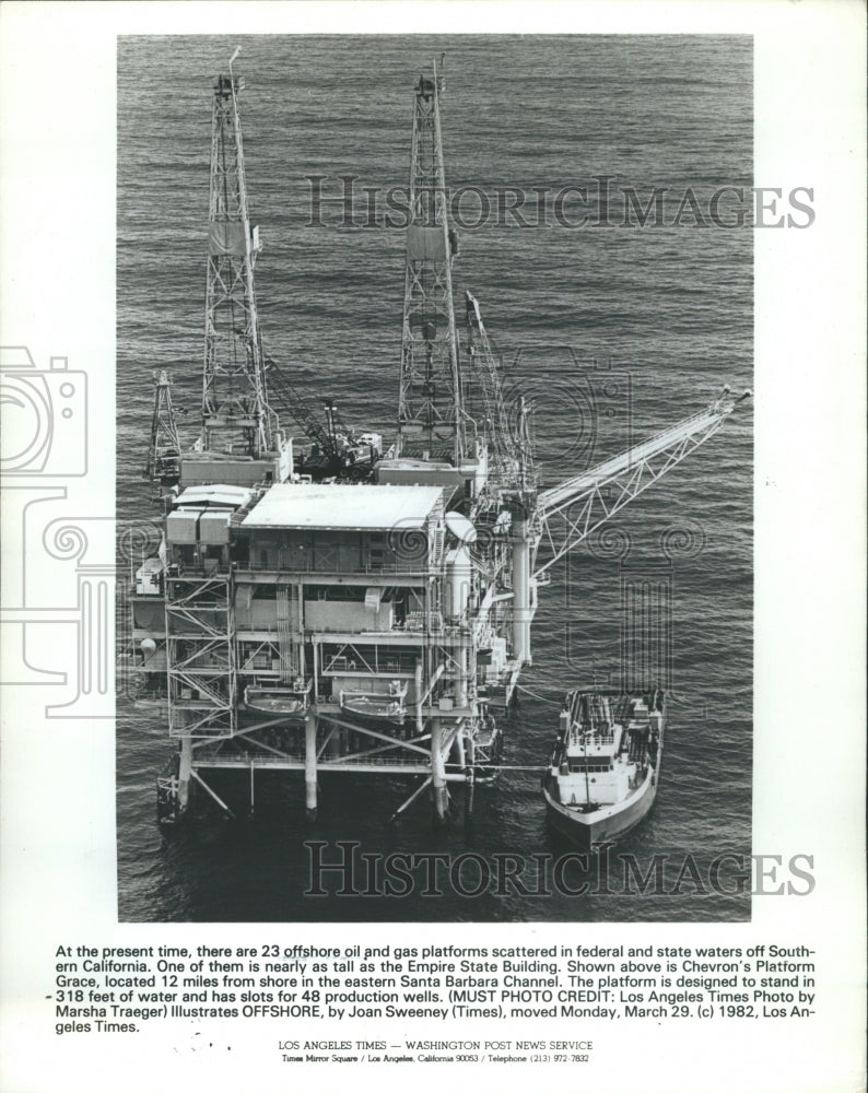 1982 Gas Platform Scattered  Southern Cali - Historic Images