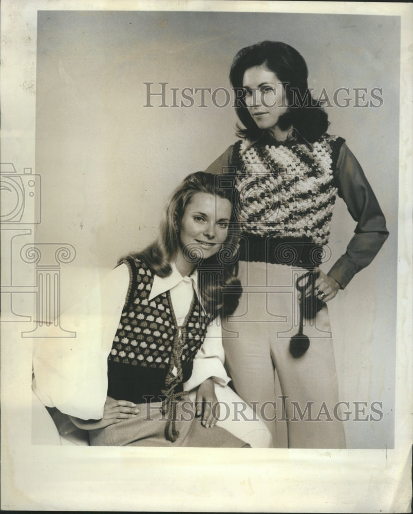 1971 Sweater Look Knitted White Croched One - Historic Images