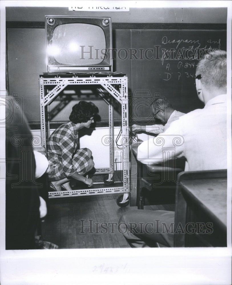 1960 Dorthy Brushafer Teacher Black Board - Historic Images