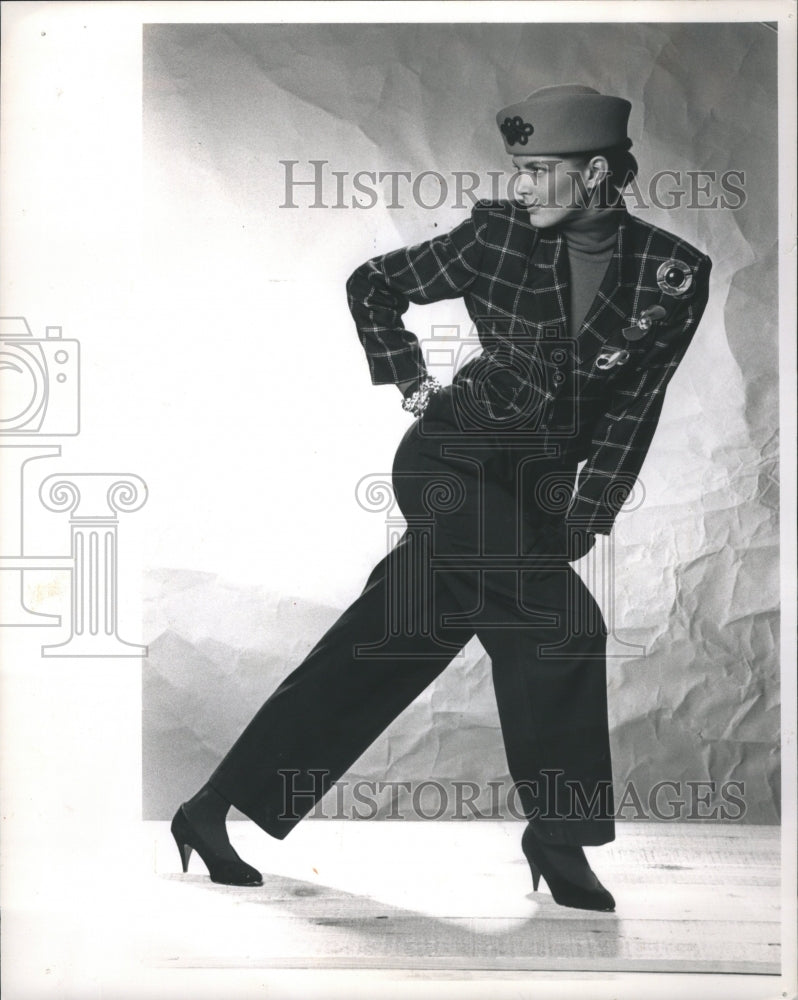 1988 Fashion Black Wool Trousers Lord Taylo - Historic Images