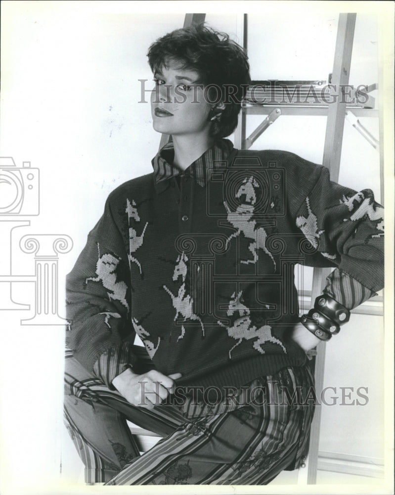 1985 Anne Pinkerton Sweater Cotton Shirt - Historic Images