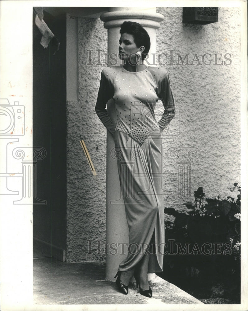 1987 Jonathan Hitchcock Jersy Draped Gown - Historic Images