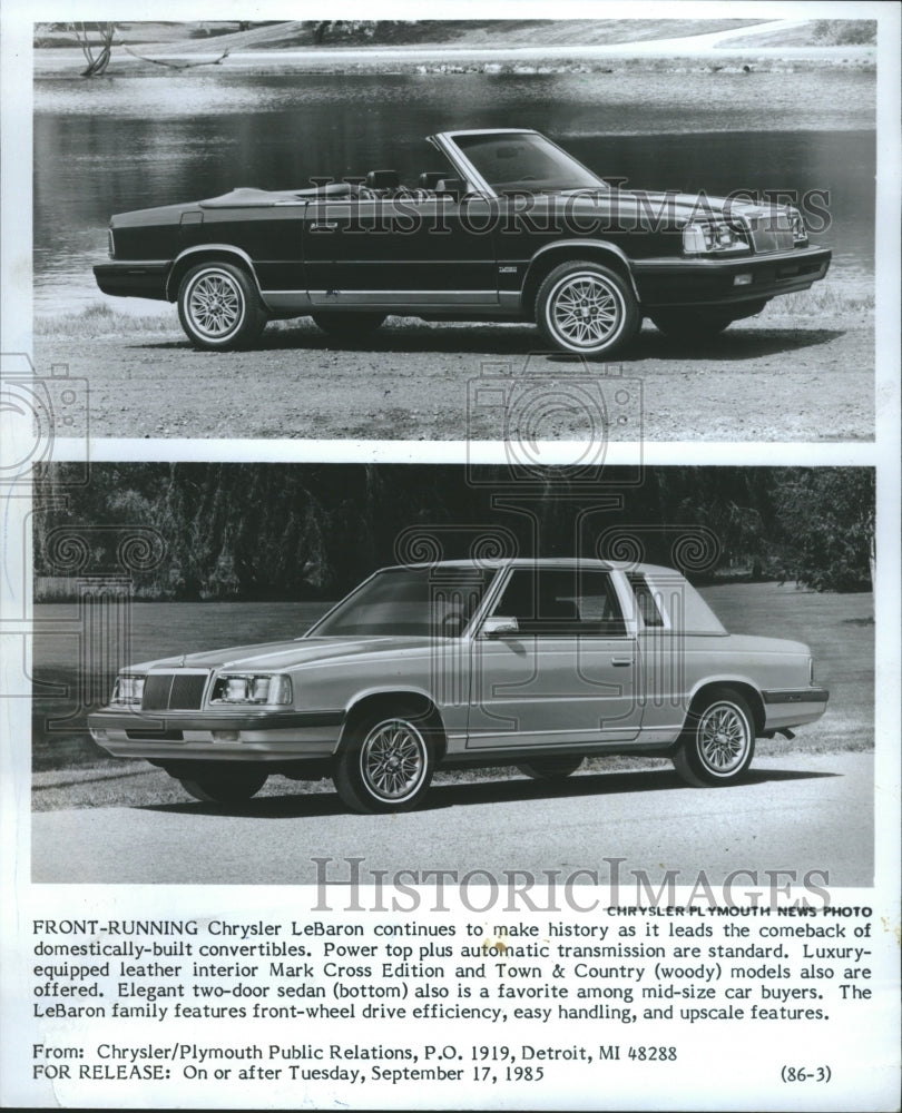 1985 Era Chrysler LeBaron Classic Car Era - Historic Images