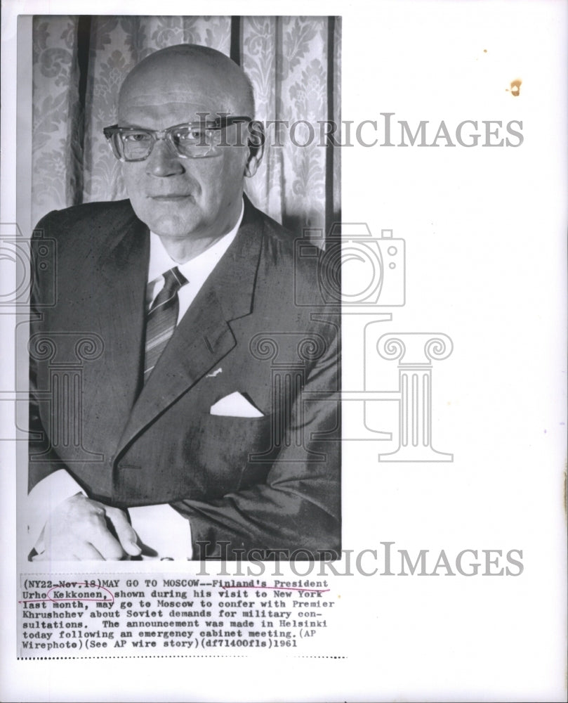 1961 Finland's President Urho Kekkonen - Historic Images
