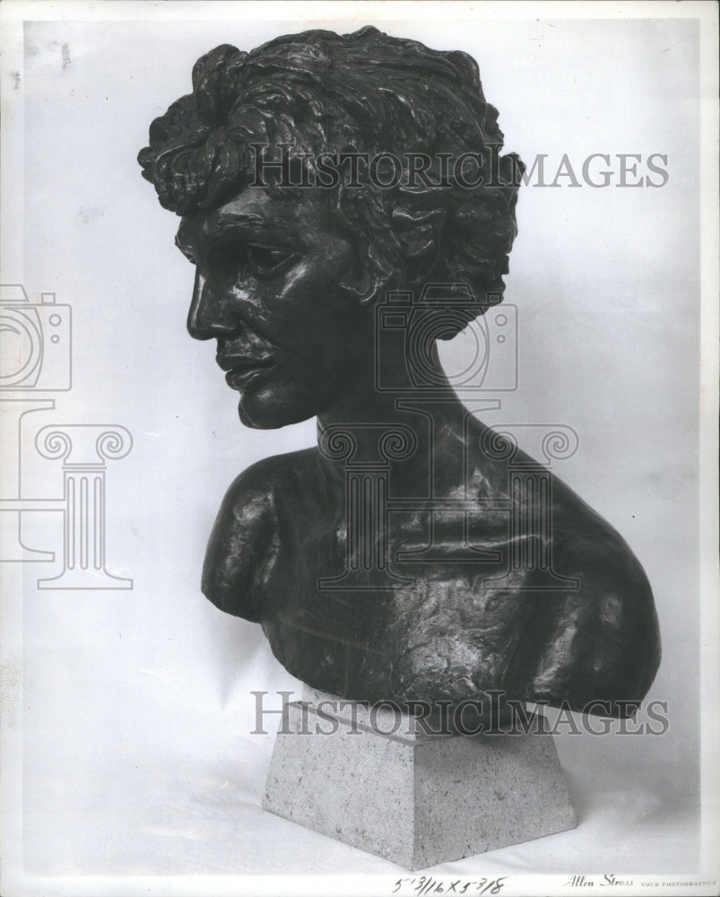 1960 Bronze bust sculpture by Epstein - Historic Images