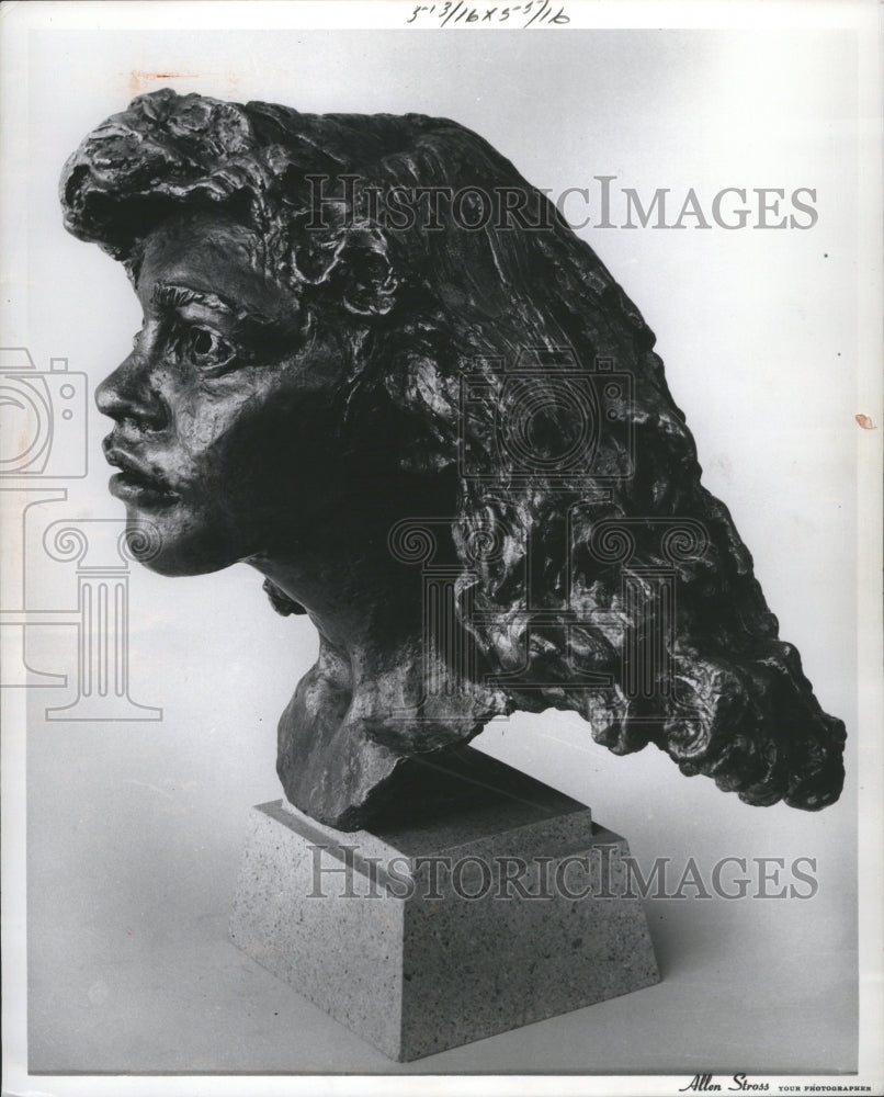 1960 Sculpture bronze head 'Kitty Daughter' - Historic Images