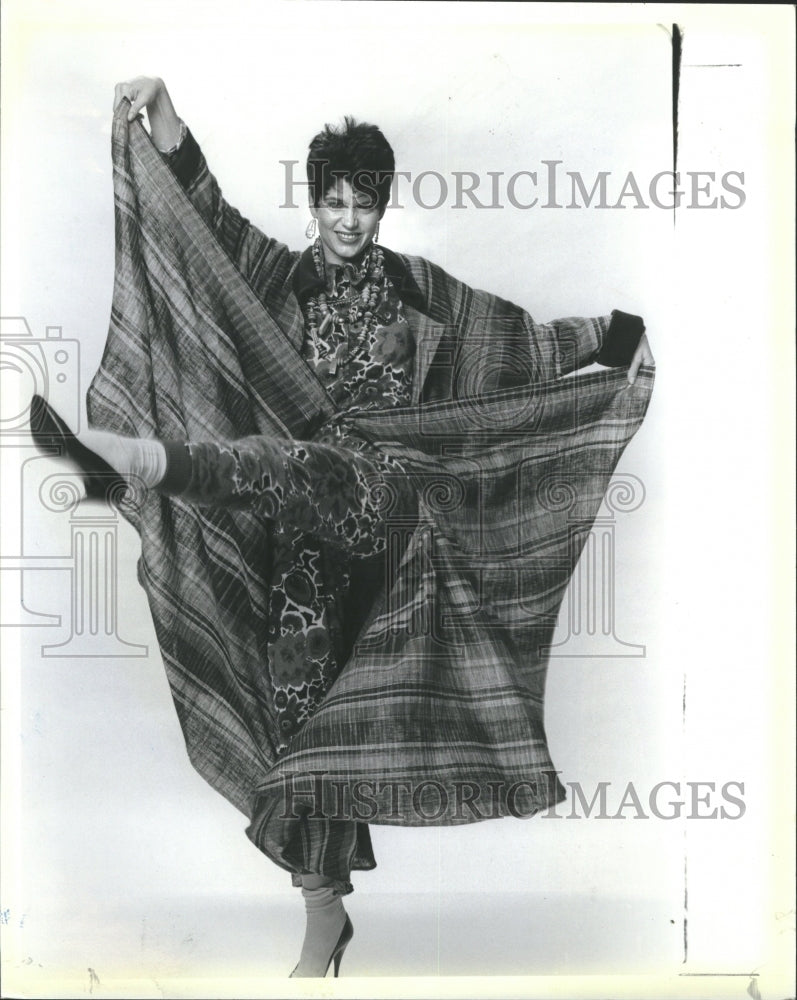 1985 Wool Burlap Duster,Full-circle Skirt - Historic Images