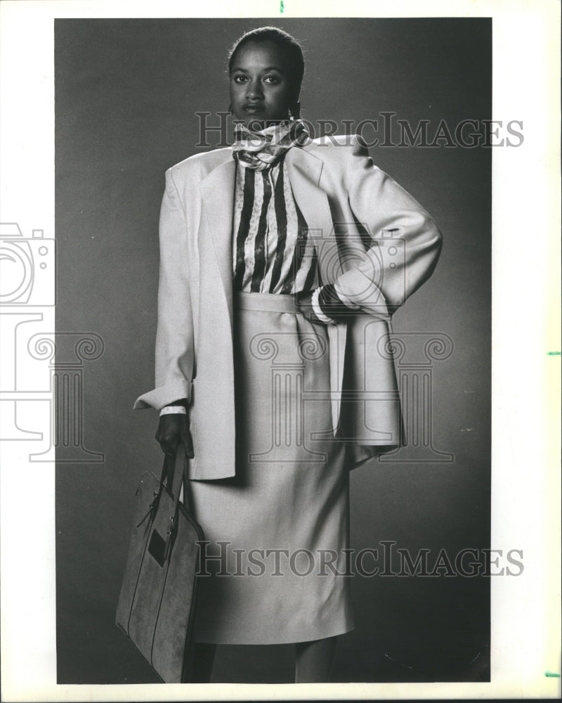 1984 Augustus Suit Slit Skirt Lined Jacket - Historic Images