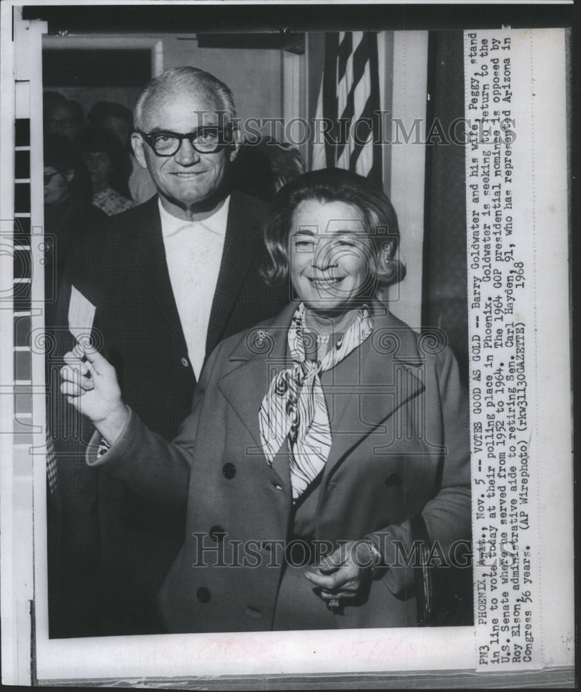 1968 Barry Peggy Goldwater Vote Senate  - Historic Images