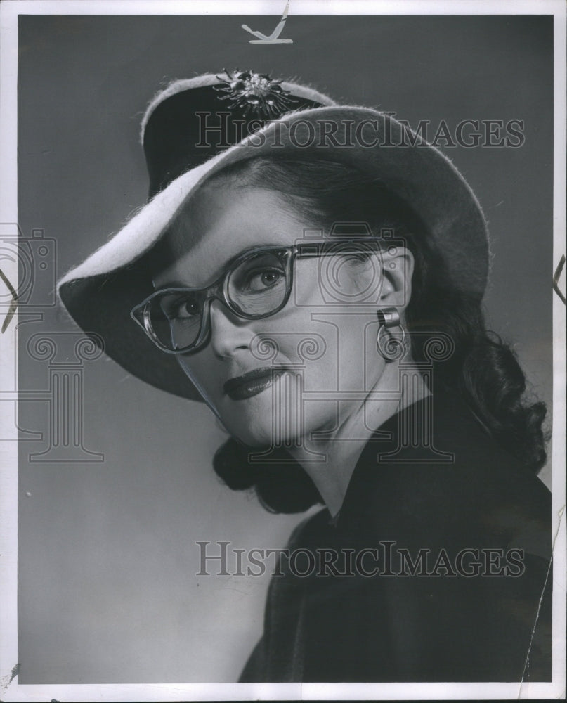 1946 Woman Thick Frame Glasses Spectacles - Historic Images