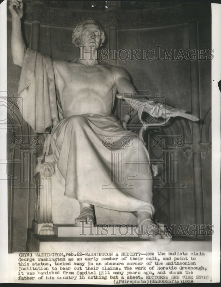 1938 George Washington Statue Memorial Press Photo - Historic Images