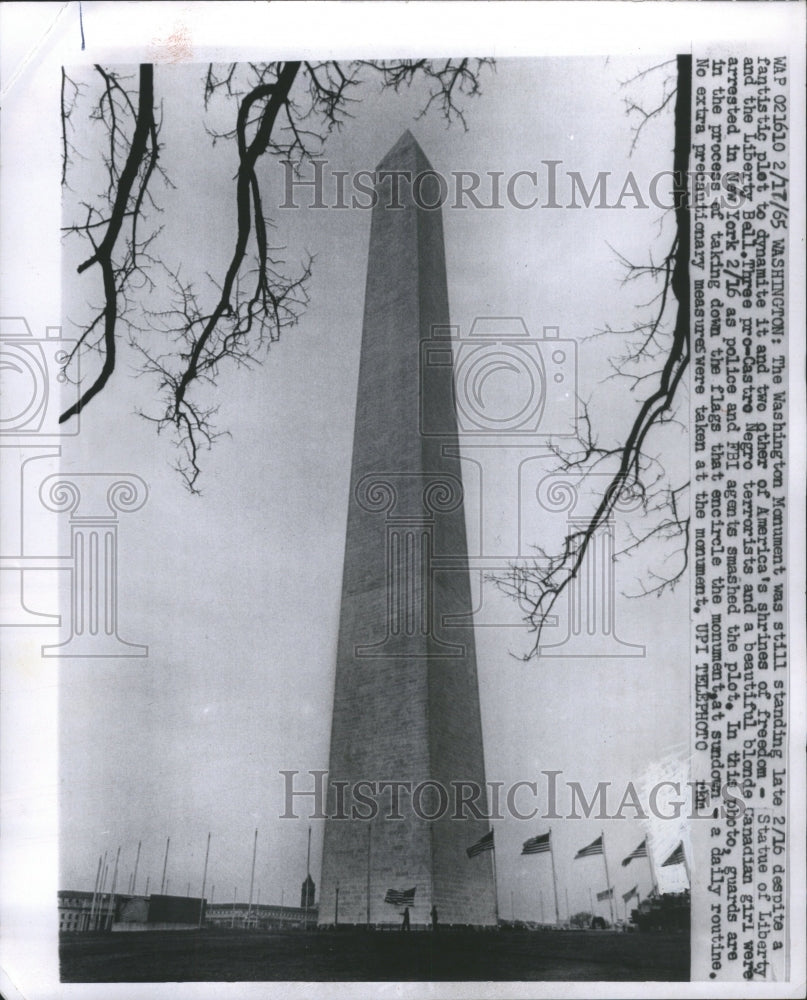 1965 Washington Monument Flags Attack Fail - Historic Images