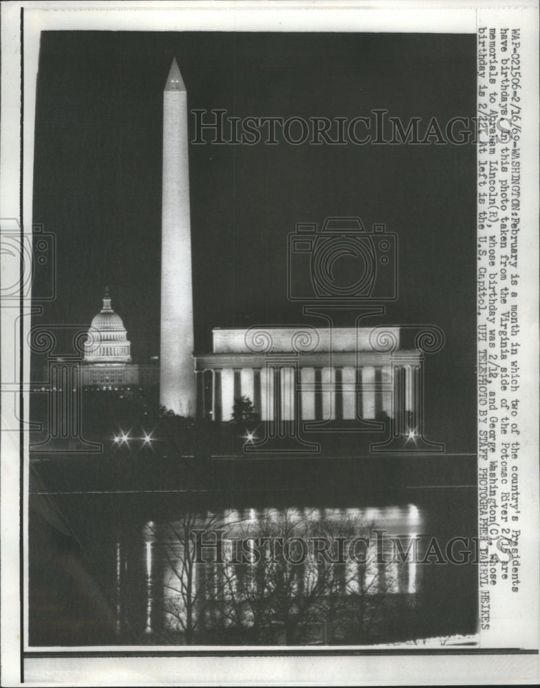 1969 Press Photo Washington DC view at night - Historic Images
