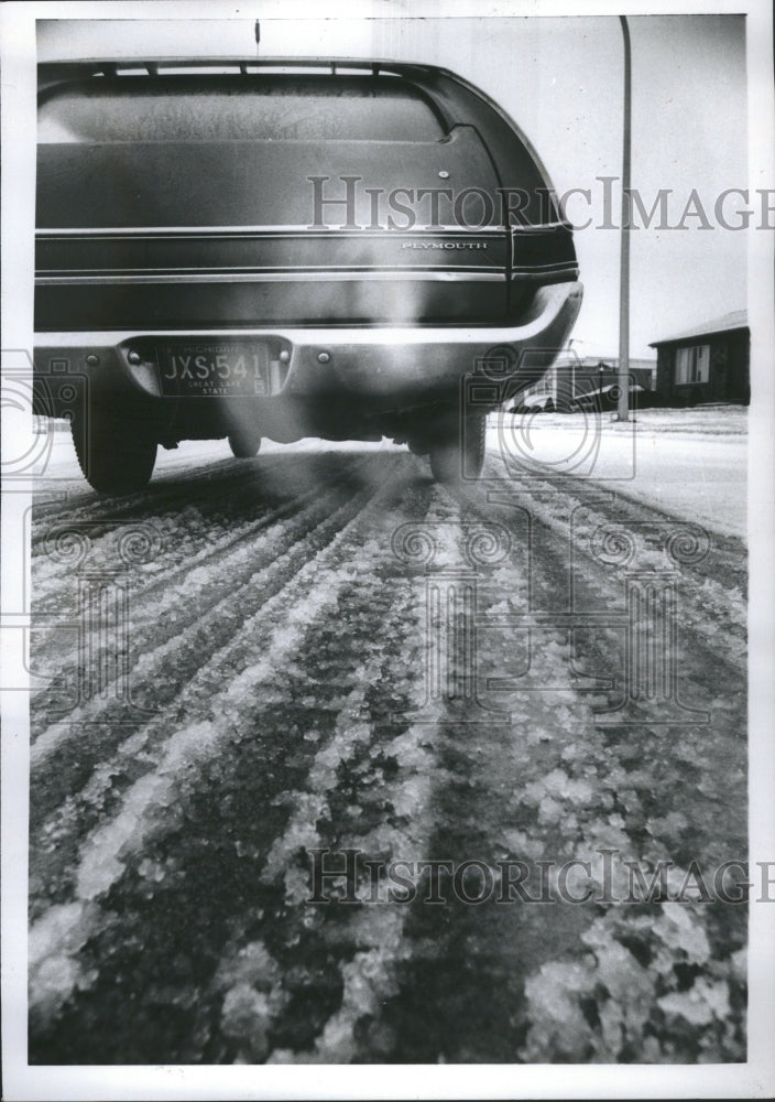 1972 Winter Car Driving Through Snowy Roads - Historic Images