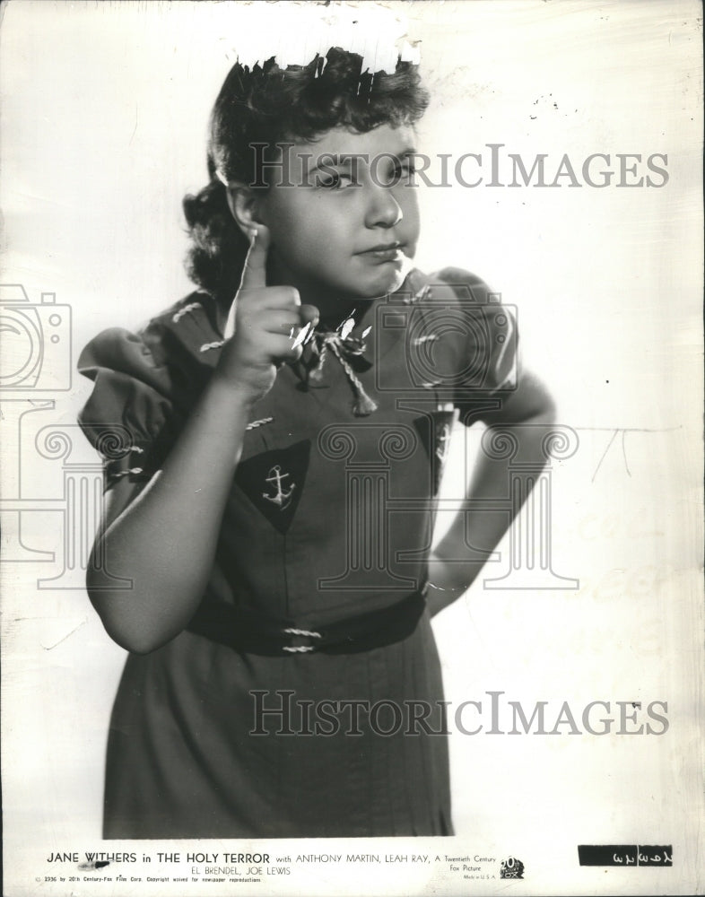 1937 Jane Withers Actress The Holy Terror - Historic Images