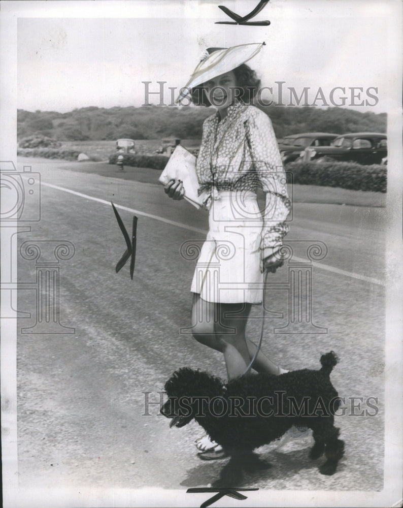 1938 Press Photo Lady Walking Her Poodle - Historic Images