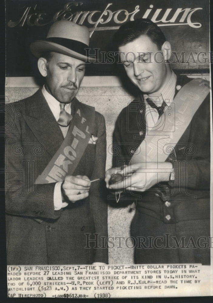 1938 White collar pickets paraded before 27 - Historic Images