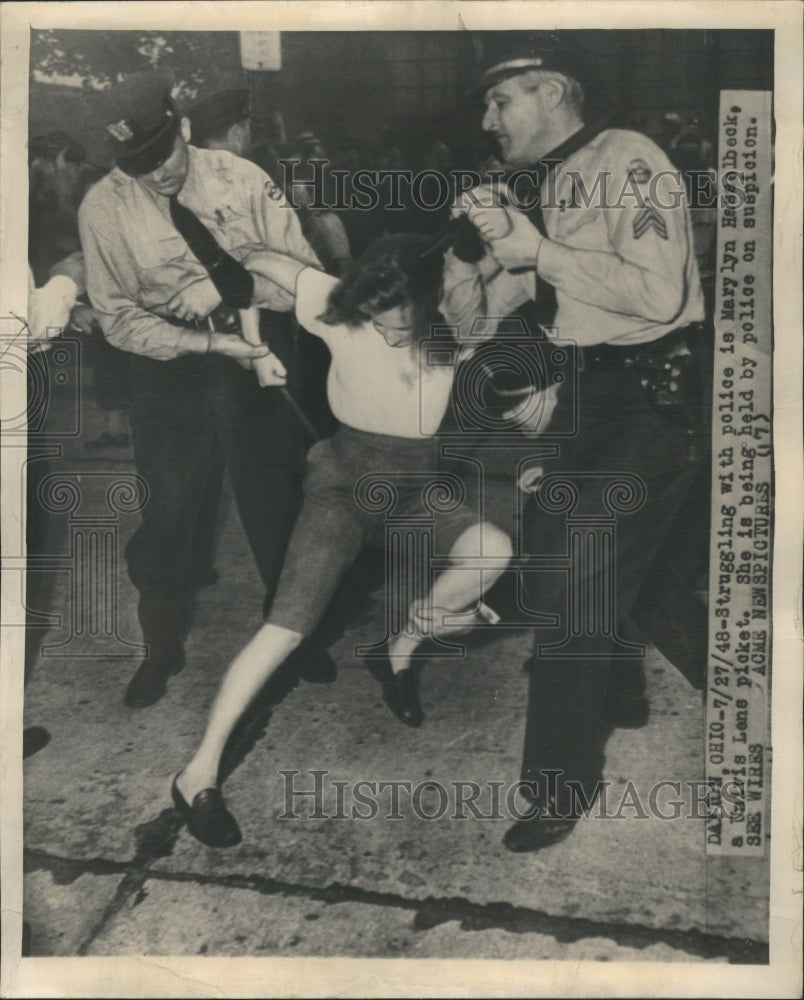 1948 Struggling Police Marylyn Haselback - Historic Images
