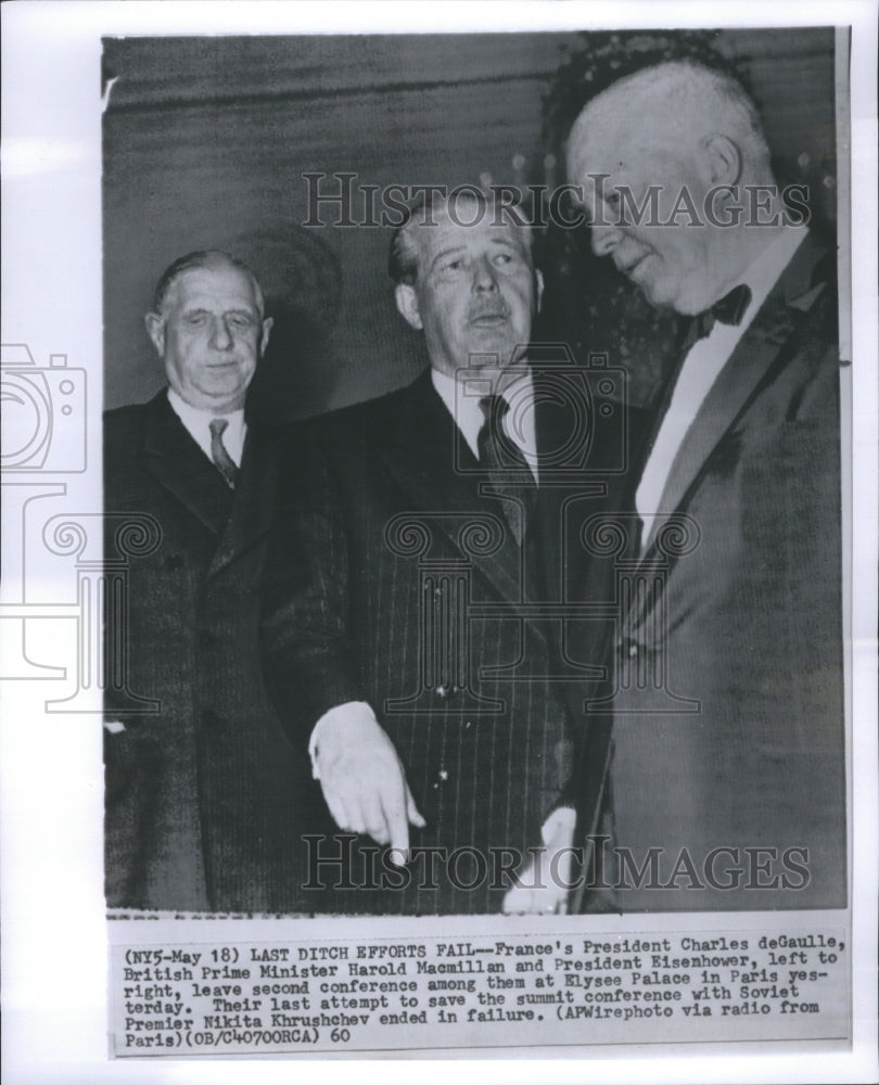 1960 Charles de Gaulle President Eisenhower - Historic Images