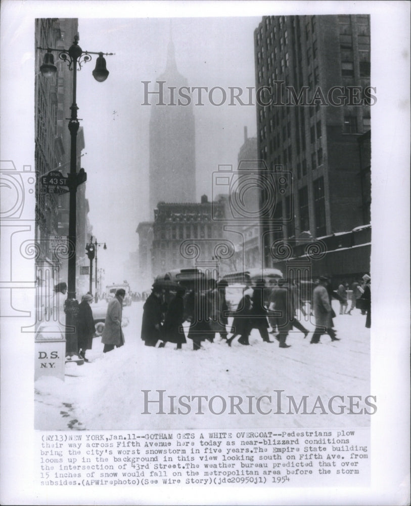 1954 Snow Storm People Building Pedestrains - Historic Images