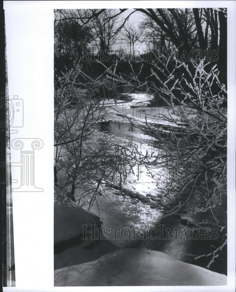 1974 Winter Snow Forest Tree River  - Historic Images