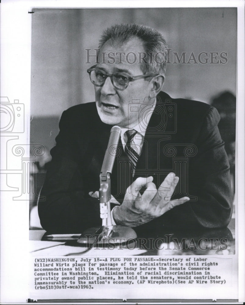 1963 William Willard Wirtz US Administrator - Historic Images