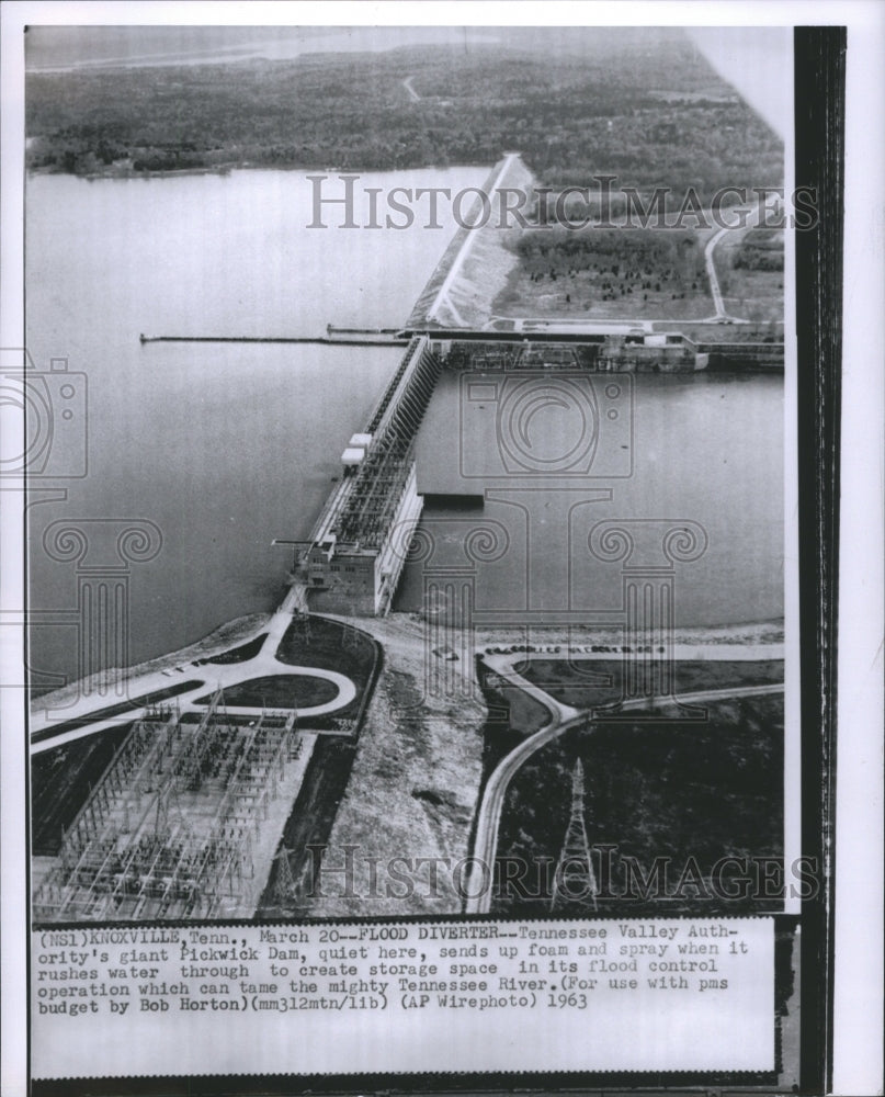 1963 Flood Diverter Valley River Tennesse - Historic Images
