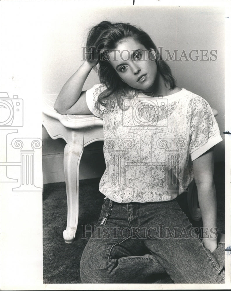 1985 White Cotton Nylon Lace T Shirt - Historic Images