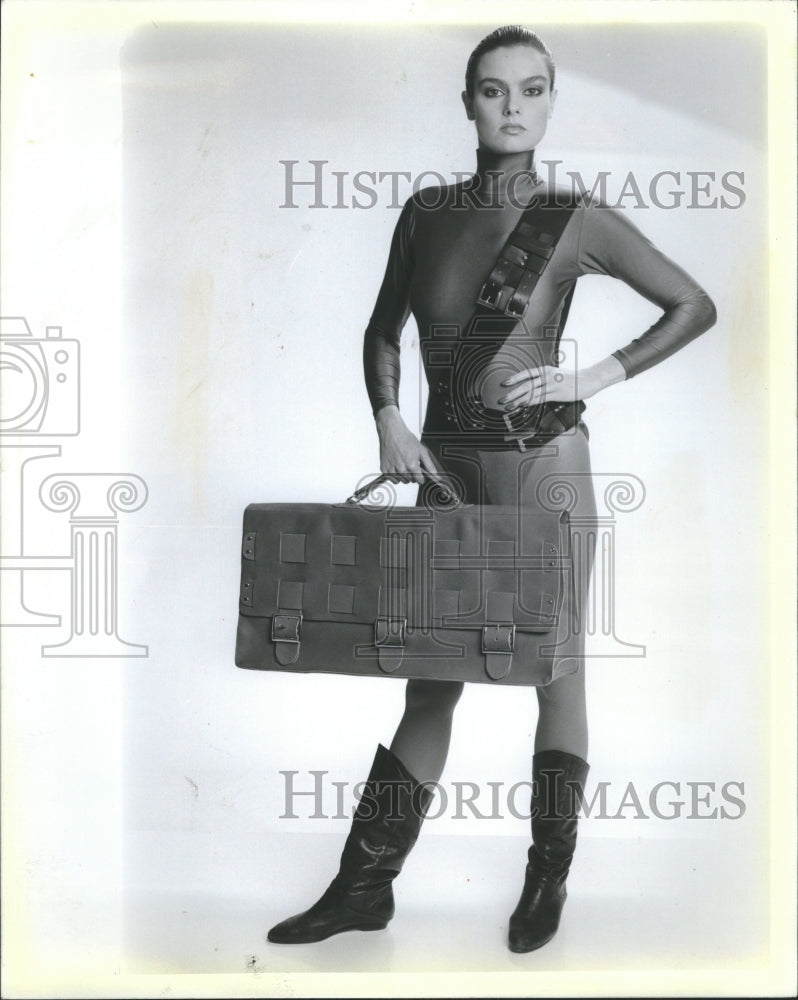 1985 Eddie Bags Belts Black Leather Hoister - Historic Images