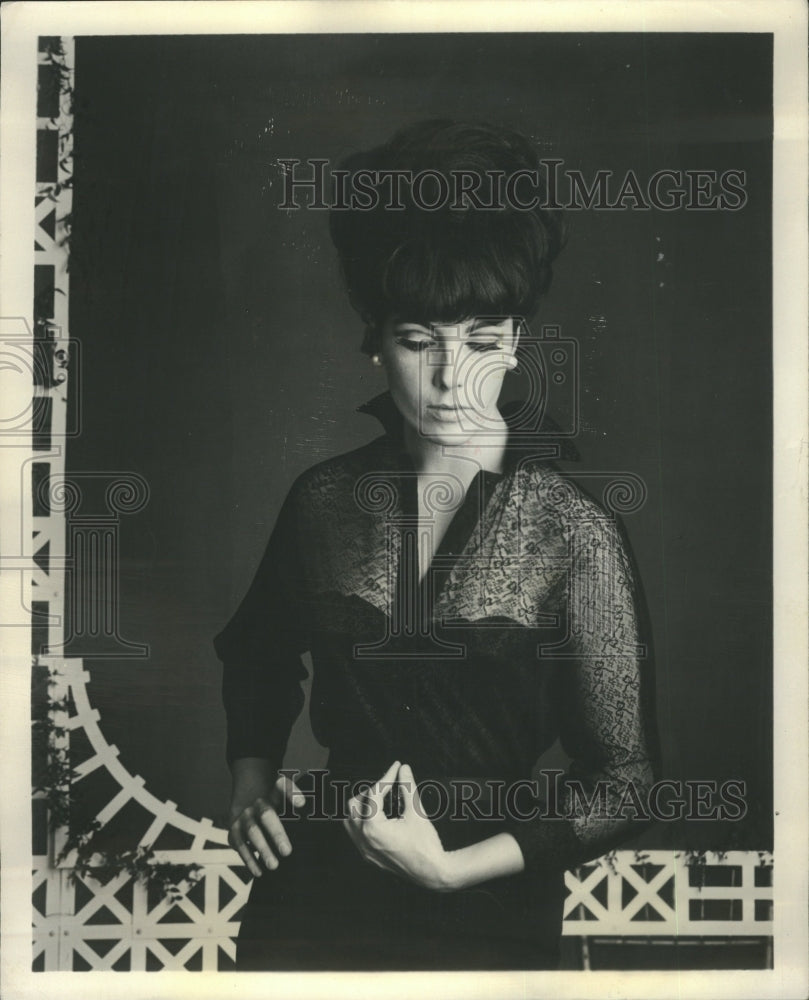 1964 Black Lace Model Womens Fashion - Historic Images