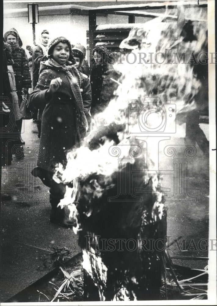 1978 Burning palm leaves for ash wed - Historic Images