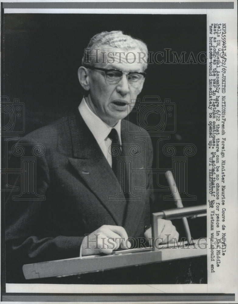 1967 French Foreign Minister UN General - Historic Images