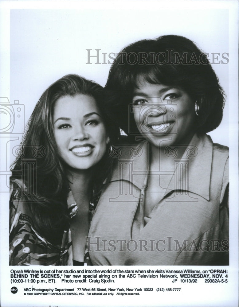 1992 Oprah Behind Scenes Vanessa Williams - Historic Images