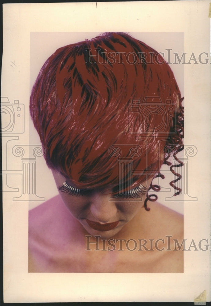 1993 Hair Style with Red Acrylic Paint - Historic Images