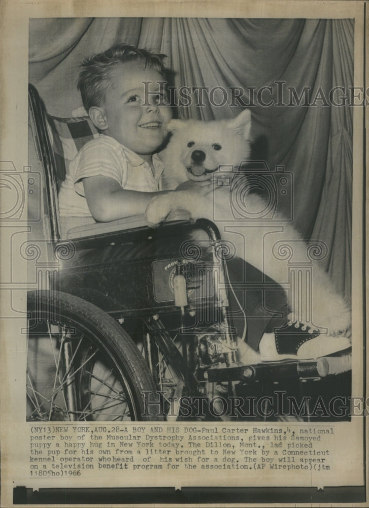 1966 Press Photo poster boy muscular dystrophy and pup - RRR73235 - Historic Images