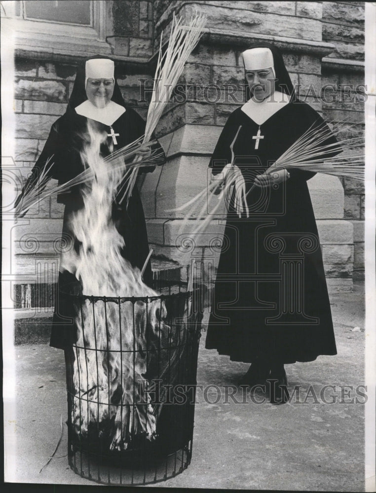 1968 Burning Palms for Ash Wednesday - Historic Images