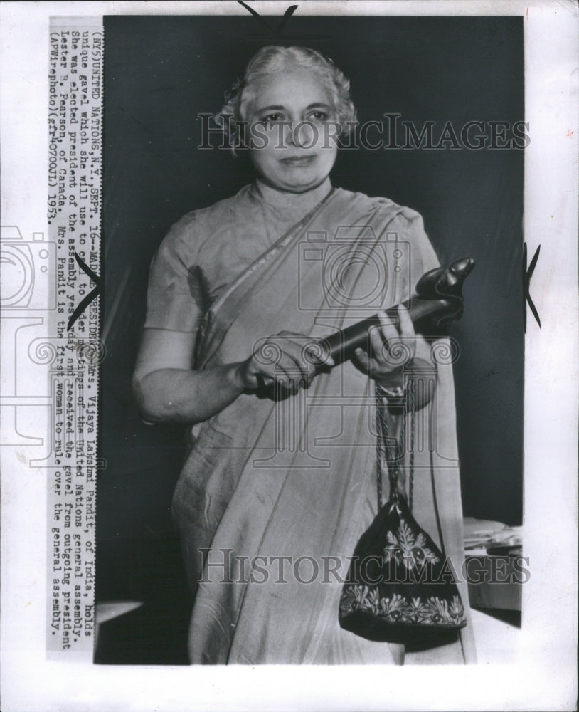 1953 Press Photo Vijaya Lakshmi Nehru Pandit India  Pan - Historic Images