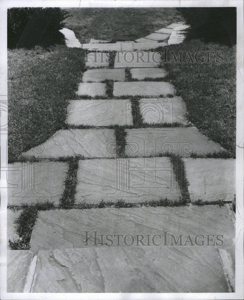 1950 Sidewalk Flat Field Rocks - Historic Images