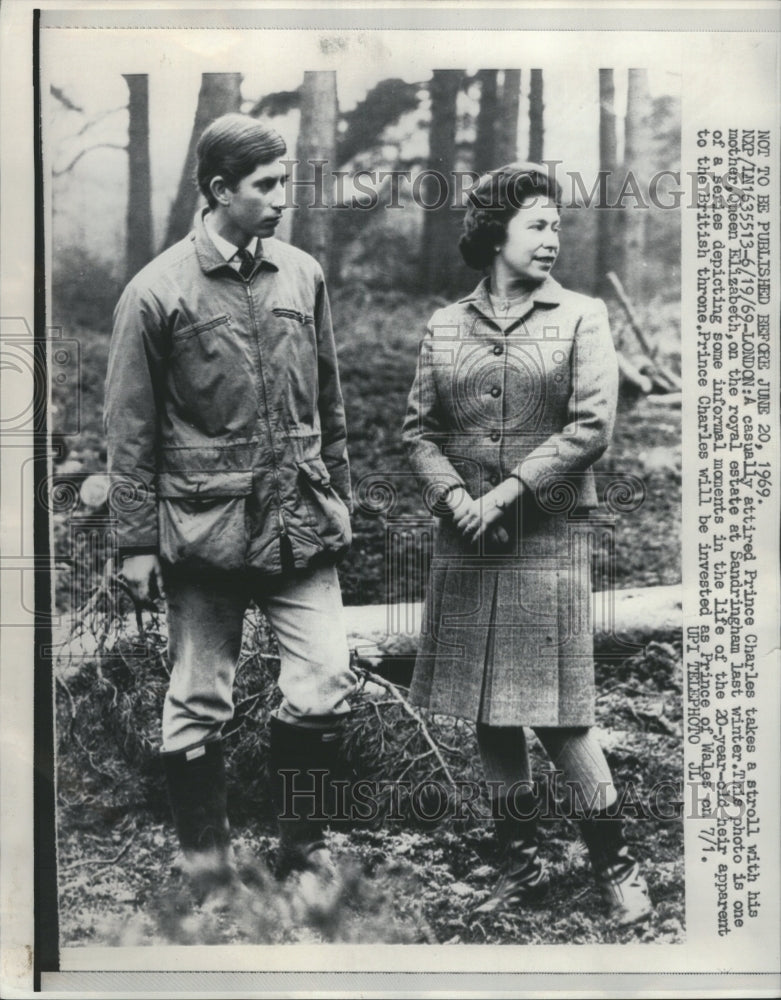 1969 Young Prince Charles With Queen Casual Historic Images