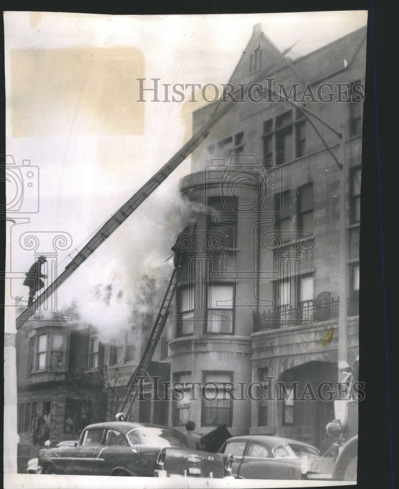 1957 Press Photo Fire Man Kliied Jackson Thomas Brown - Historic Images