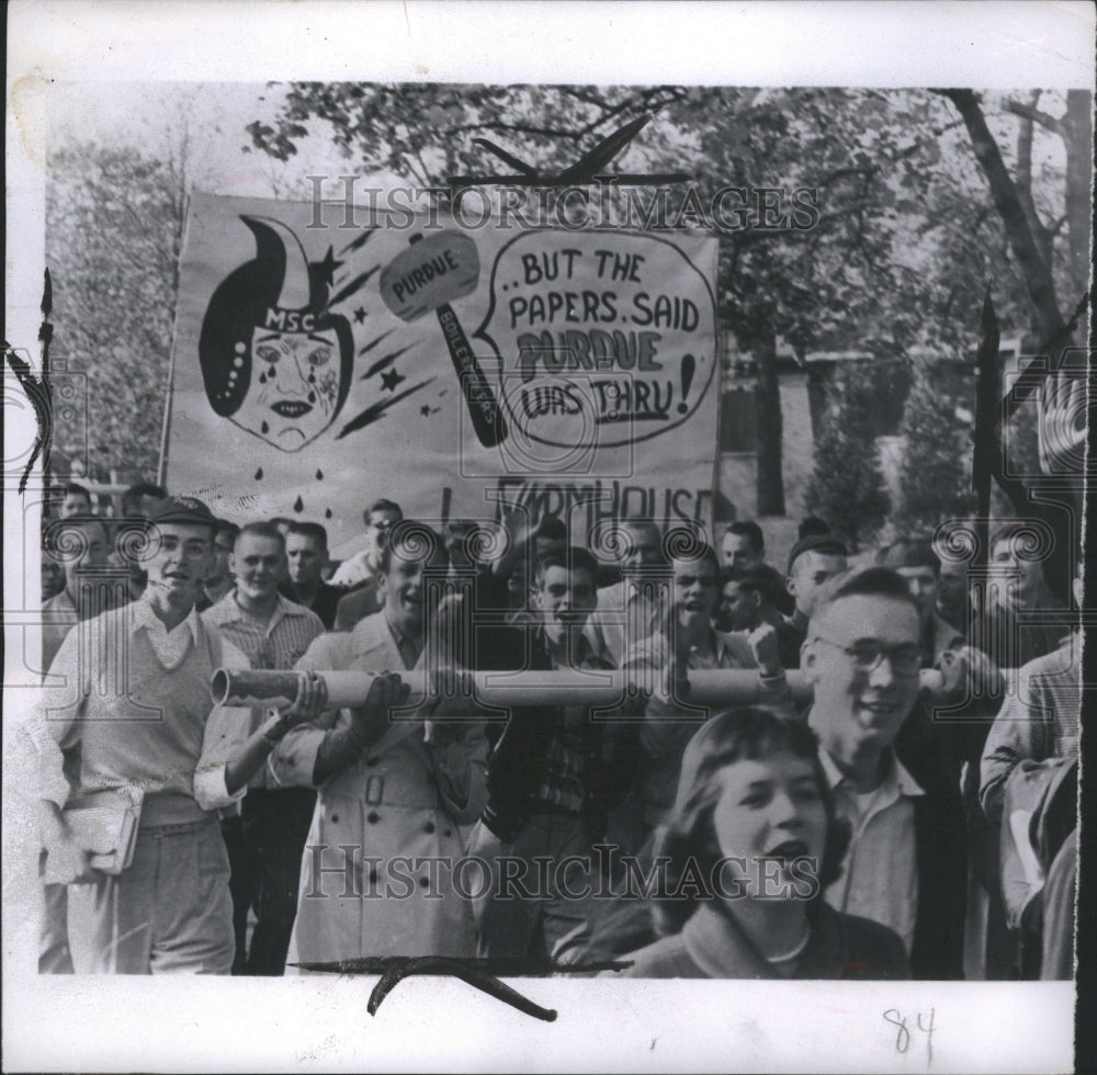1953 Students Celebrating Upset - Historic Images