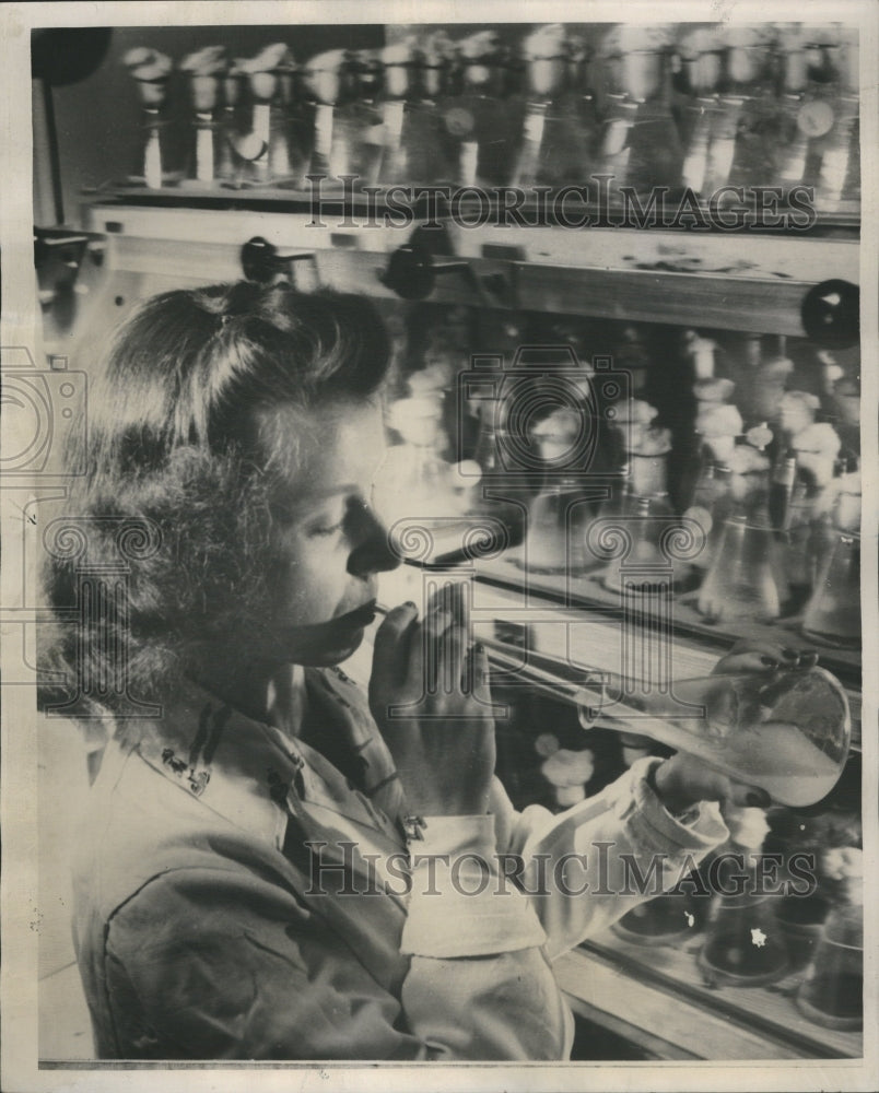 1949 Lederle Laboratory worker testing new - Historic Images