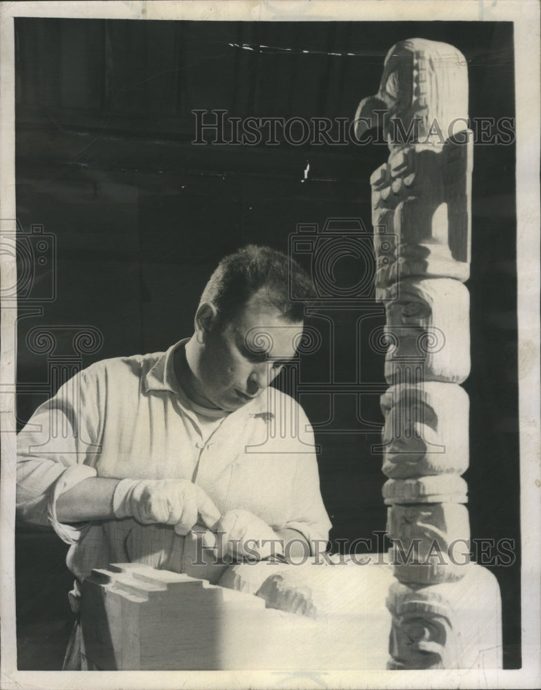1956 MJ Packman Totem poles Eskimo Business  - Historic Images