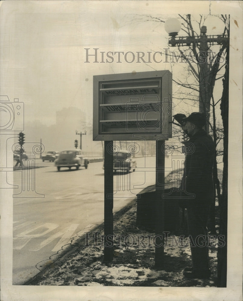 1947 Traffic Sign Chicago Park Engineers - Historic Images