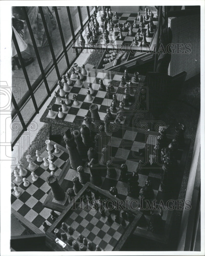 1980 Chess Board Madison Poison Pawn Window - Historic Images