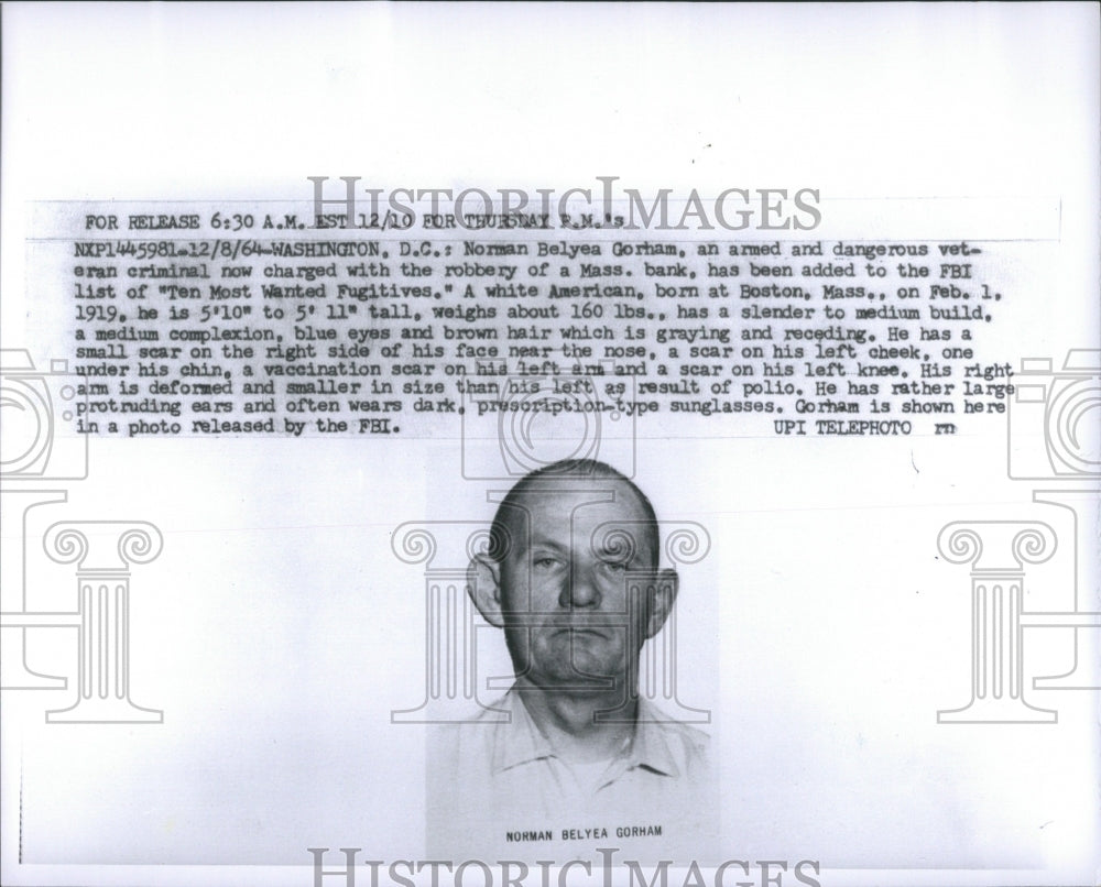 1964 Mass Robbery Veteran Criminal Change - Historic Images