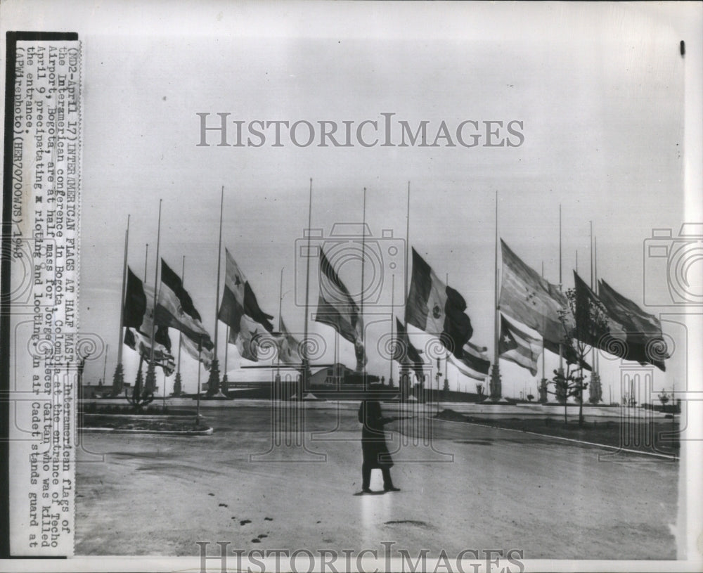 1948 Inter American Flags at Half mask - Historic Images