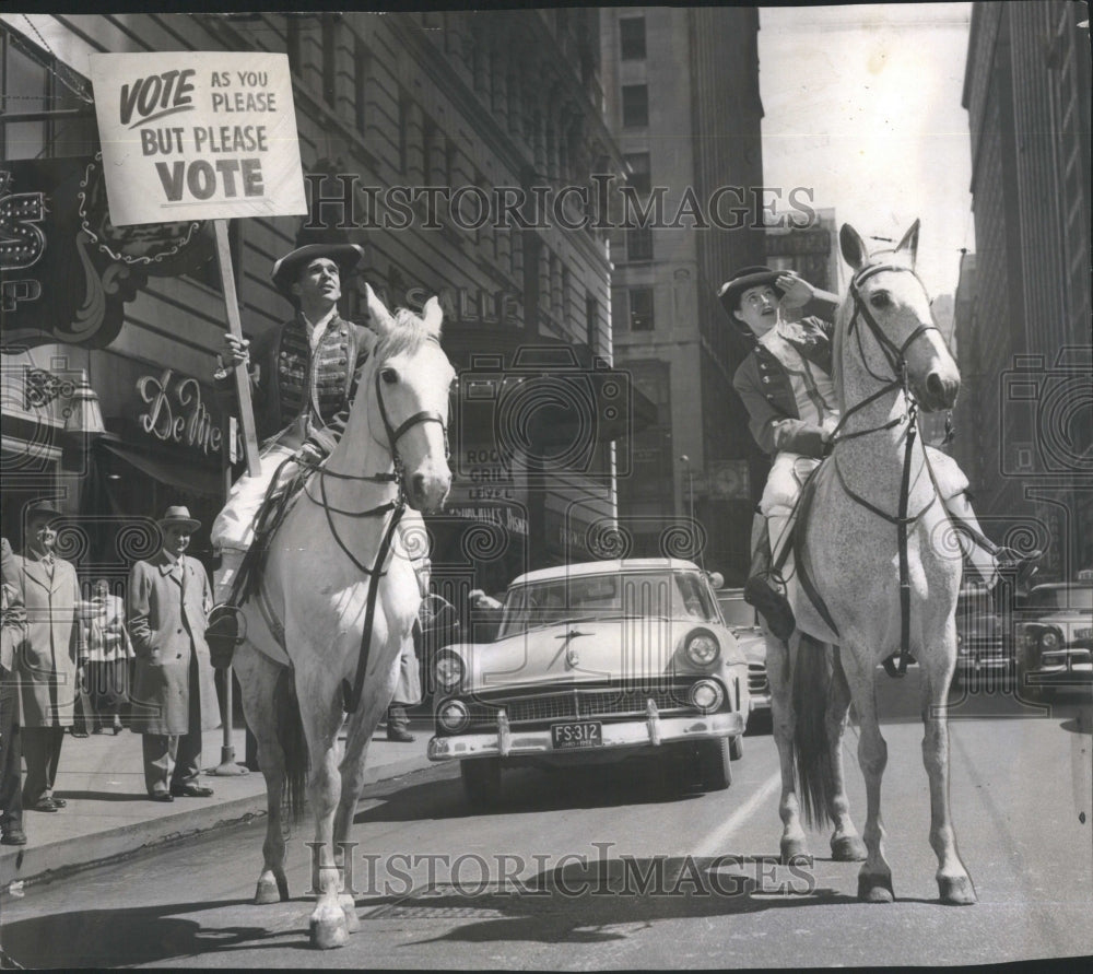 1956 Rider urge citizens to vote in primary - Historic Images
