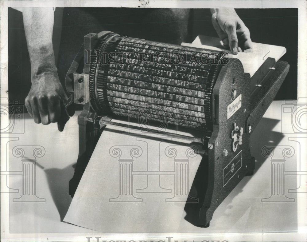 1957 Blind Machine Braille Material Rapid - Historic Images