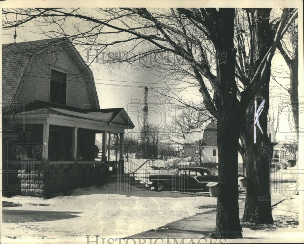 1963 Trees Homes Car Ground Detroit Michiga - Historic Images